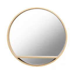 Miroir avec tablette, L.60 cm x H.60 cm, diamètre 60 cm, chêne naturel, Homesight Natura
