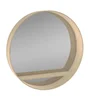 Miroir avec tablette, L.60 cm x H.60 cm, diamètre 60 cm, chêne naturel, Homesight Natura