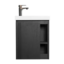 Meuble lave-mains L.40 x H.48 x P.22.5 cm, chêne carbone, Flynn