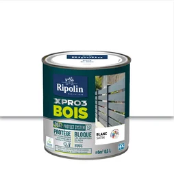 Base Bois Extérieur / Intérieur Xpro3 Ripolin, Blanc Satiné 0.5 L