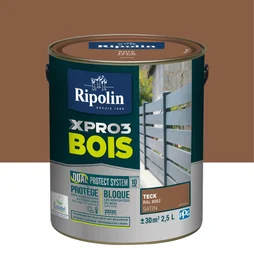 Peinture Bois Extérieur / Intérieur Xpro3 Ripolin, Teck Satiné 2.5 L