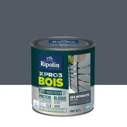 Peinture Bois Extérieur / Intérieur Xpro3 Ripolin, Gris Anthracite Satiné 0.5 L