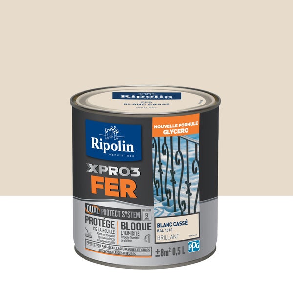 Peinture Fer Extérieur Xpro3 Ripolin Blanc Casse Brillant 0.5 L