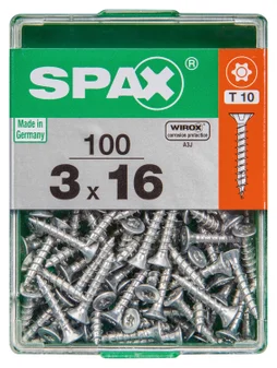 Lot De 100 Vis Acier Tête Plate Spax, Diam.3 Mm X L.16 Mm