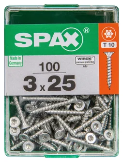 Lot De 100 Vis Acier Tête Plate Spax, Diam.3 Mm X L.25 Mm