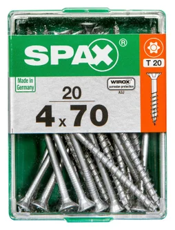 Lot De 20 Vis Acier Tête Plate Spax, Diam.4 Mm X L.70 Mm