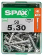 Lot De 50 Vis Acier Tête Plate Spax, Diam.5 Mm X L.30 Mm