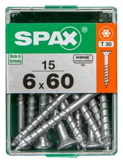 Lot De 15 Vis Acier Tête Autofraisée Plate Spax, Diam.6 Mm X L.60 Mm