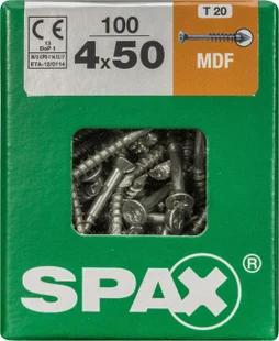 Lot De 100 Vis Acier Tête Fraisée Spax, Diam.4 Mm X L.50 Mm