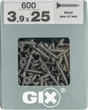 Lot De 600 Vis Acier Tête Fraisée Pozidriv Spax, Diam.3.9 Mm X L.25 Mm