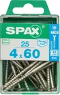 Lot De 25 Vis Inox Tête Fraisée Torx Spax, Diam.4 Mm X L.60 Mm