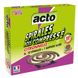 SPIRALES BOIS COMPRESSÉ CITRONNELLE - 50H DE DIFFUSION !
