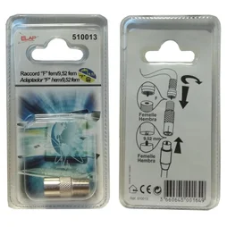 Adaptateur Satellite Fiche F Femelle/ Coaxial 9.52Mm Femelle Métal Elap