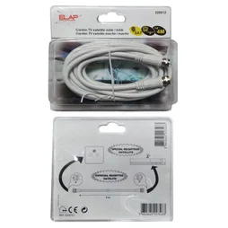 Câble Satellite Fiche F, Mâle/Mâle, Blanc, 4M Elap
