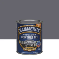 Peinture Fer Extérieur Direct Sur Rouille Hammerite Anthracite Brillant 0.75 L