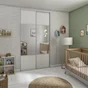 Porte de placard coulissant Snow effet frêne blanc/miroir l.66.2xH.250cm