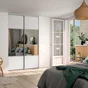 Porte de placard coulissant Snow effet frêne blanc/miroir l.66.2xH.250cm
