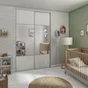 Porte de placard coulissant Snow effet frêne blanc/miroir l.96.2xH.250cm