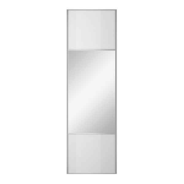Porte de placard coulissant Shine blanc brillant/miroir l.76.2xH.250cm