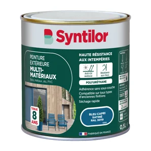 Peinture multimatériaux Extérieur Syntilor Bleu Capri Satiné 0.5 L