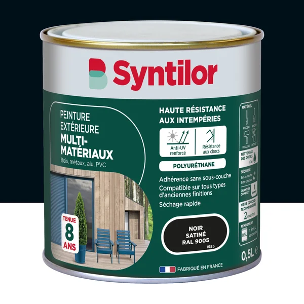 Peinture multimatériaux Extérieur Syntilor Noir Satiné 0.5 L