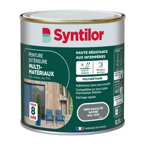 Peinture multimatériaux Extérieur Syntilor Gris Basalte Satiné 0.5 L