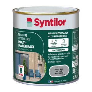 Peinture multimatériaux Extérieur Syntilor Gris Alu Satiné 0.5 L