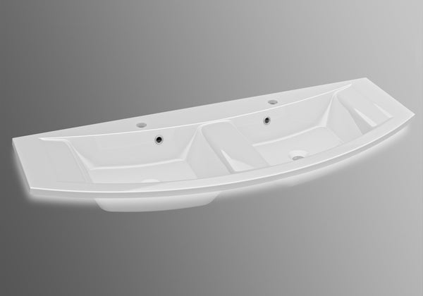 Vasque double à poser résine l.130 cm Image 3 led