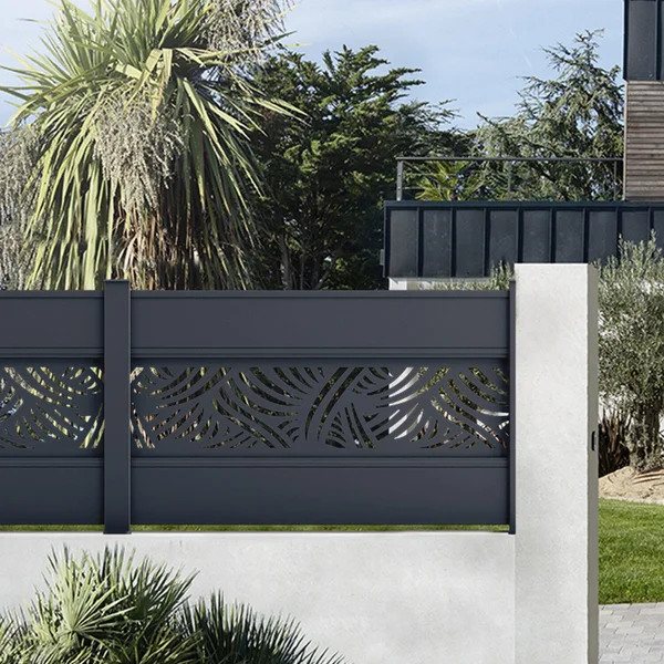Kit Décor Pour Clôture Aluminium Klos'Up ! Gris Zinc Palm L.150 X H.28,5 Cm