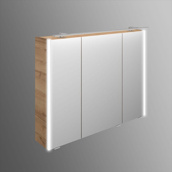 Armoire led de toilette lumineuse l. 93.2 cm H. 70.3 cm, effet chêne feria Image