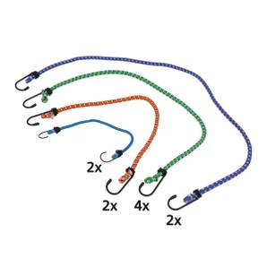 Lot de 10 sandows avec crochet de différentes longueurs, STANDERS