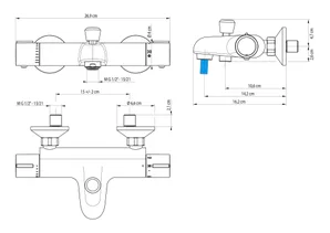 Mitigeur thermostatique de baignoire, SENSEA Bora,  chromé