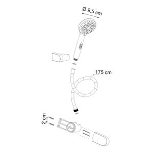 Pommeau, flexible et support mural, SENSEA Cinco, chromé