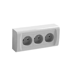 Bloc 3 x 2 prise + terre precable saillie blanc