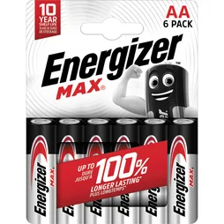 Lot De 6 Piles Alcaline Aa Max, 1.2 V, Energizer