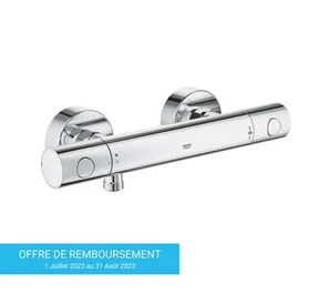 Mitigeur thermostatique douche chromé, GROHE Precision clova