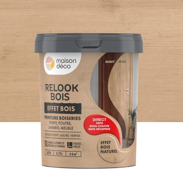 Lasure Intérieure Poutre Et Lambris Relook Bois Maison Deco, 0.75L, Bois Naturel