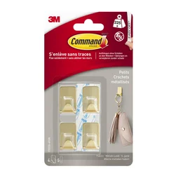 Lot de 4 crochets adhésif déco métal, COMMAND doré 0.225 kg