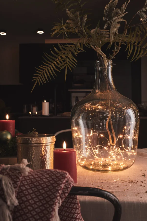 Guirlande électrique 4 m lumineuse de Noël Microled à piles blanc chaud