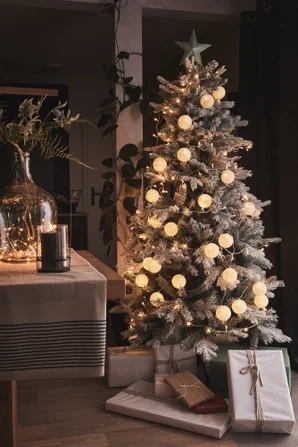 Guirlande électrique 4 m lumineuse de Noël Microled à piles blanc chaud