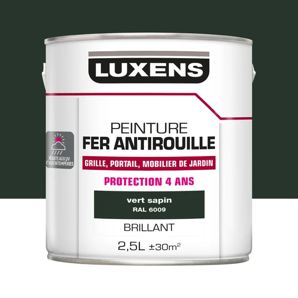 Peinture Fer Extérieur Luxens Vert Sapin Glossy 2.5 L