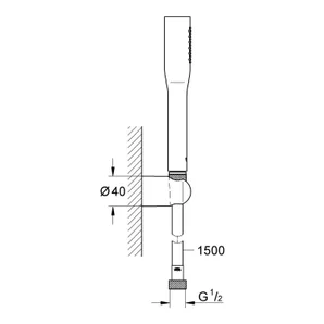 Pommeau de douche 1 jet, flexible et support, GROHE Vitalio, chromé
