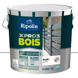 Peinture Bois Extérieur / Intérieur Xpro3 Ripolin, Blanc Satiné 10 L