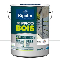 Base Bois Extérieur / Intérieur Xpro3 Ripolin, Blanc Satiné 5 L
