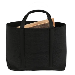 Sac à bûches noir Belhara, LE MARQUIER, L.50 x H.55 cm
