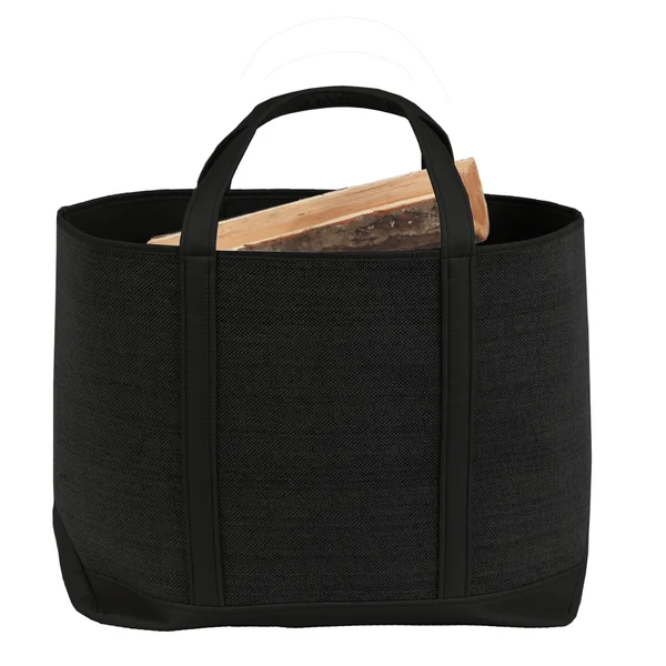 Sac à bûches noir Belhara, LE MARQUIER, L.50 x H.55 cm