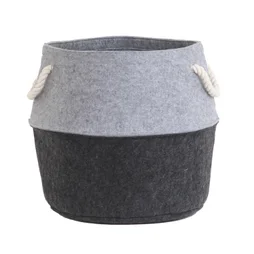 Panier à bûches gris clair / gris foncé LE MARQUIER bicolore L.44 X H.41 cm