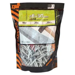 Lot De 200 Chevilles À Frapper Nylon Spit, Diam.6 X L.30 Mm