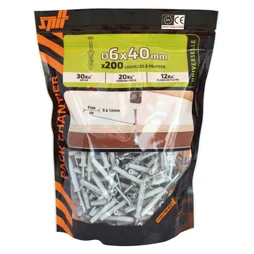 Lot De 200 Chevilles À Frapper Nylon Spit, Diam.6 X L.40 Mm