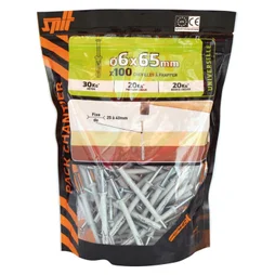 Lot De 100 Chevilles À Frapper Nylon Spit, Diam.6 X L.70 Mm